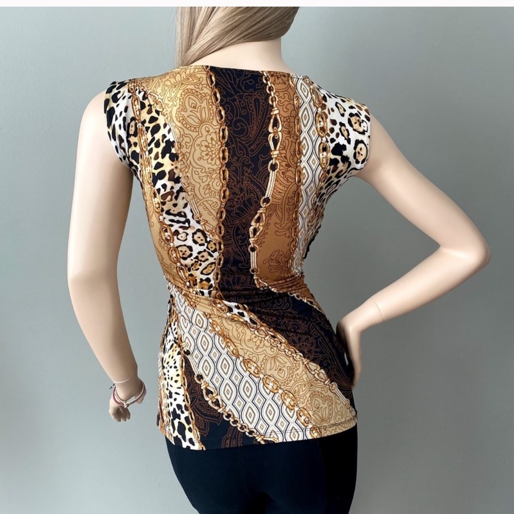 Cache Chain Animal Print Knot Front Top Size M - image 4